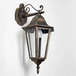 Applique Exterieure Hongkong Brun Dore, 1 Lumiere