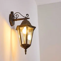 Applique Exterieure Hongkong Brun Dore, 1 Lumiere