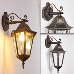 Applique Exterieure Hongkong Brun Dore, 1 Lumiere