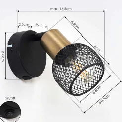 Applique Murale Cairns Vieux Laiton, Noir, 1 Lumiere