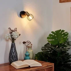 Applique Murale Cairns Vieux Laiton, Noir, 1 Lumiere