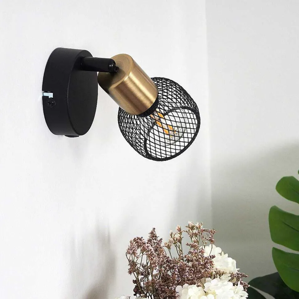 Applique Murale Cairns Vieux Laiton, Noir, 1 Lumiere