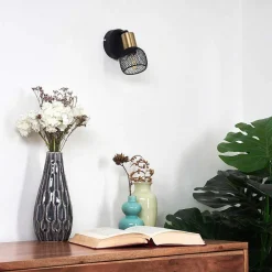 Applique Murale Cairns Vieux Laiton, Noir, 1 Lumiere