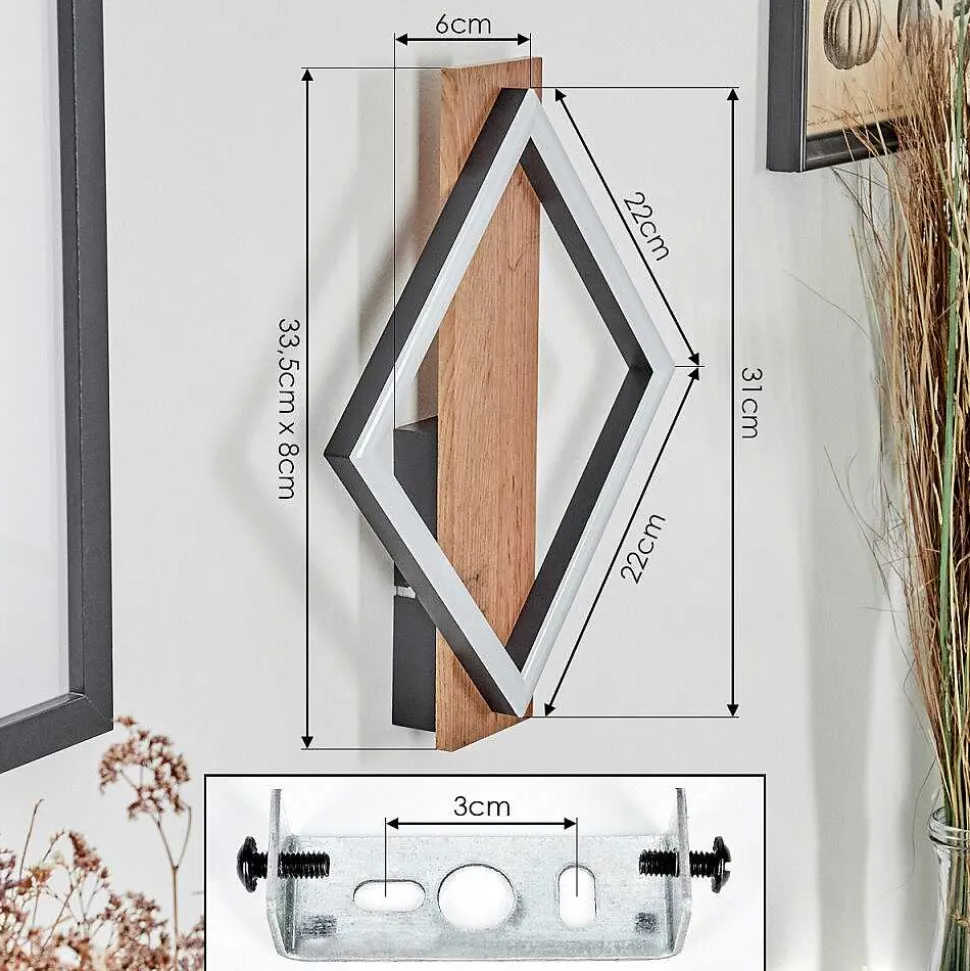 Applique Murale Cascade Led Brun, Couleur Bois, Noir, 1 Lumiere