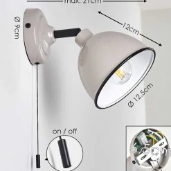 Applique Murale Catharine Gris, 1 Lumiere