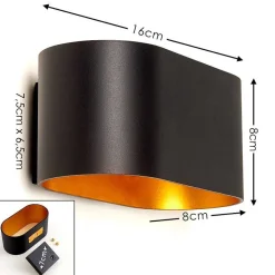 Applique Murale Dapp Or, Noir, 1 Lumiere