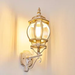 Applique Murale D'Exterieur Lentua Or, Blanc, 1 Lumiere