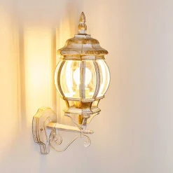 Applique Murale D'Exterieur Lentua Or, Blanc, 1 Lumiere