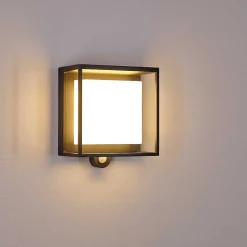 Applique Murale D'Exterieur Lansing Led Anthracite, 1 Lumiere, Detecteur De Mouvement