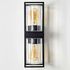 Applique Murale D'Exterieur Palanga Noir, 2 Lumieres