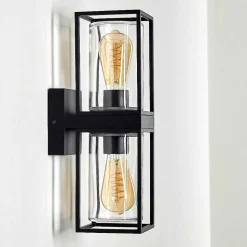 Applique Murale D'Exterieur Palanga Noir, 2 Lumieres