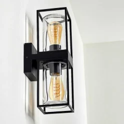 Applique Murale D'Exterieur Palanga Noir, 2 Lumieres