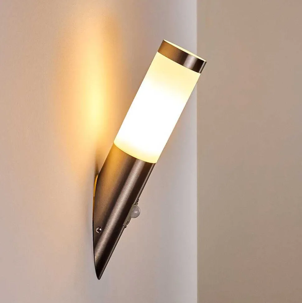 Applique Murale D'Exterieur Norburg Acier Inoxydable, 1 Lumiere, Detecteur De Mouvement