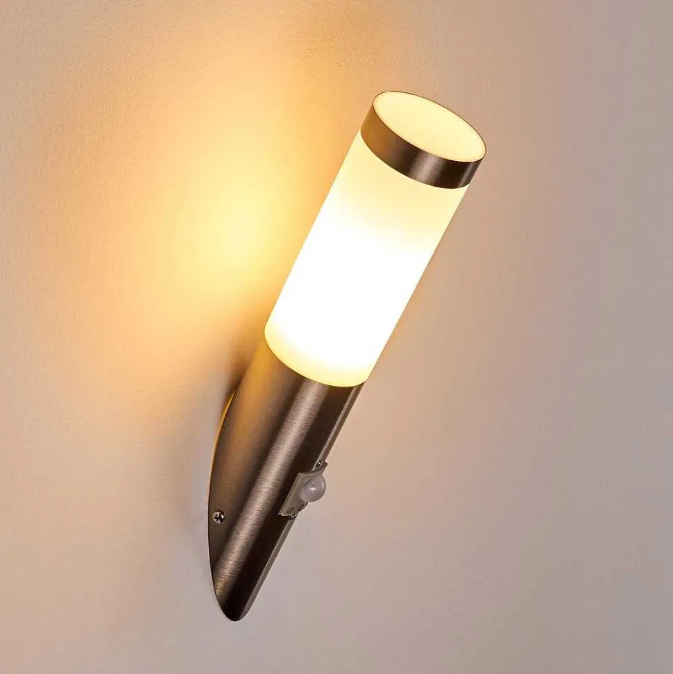 Applique Murale D'Exterieur Norburg Acier Inoxydable, 1 Lumiere, Detecteur De Mouvement