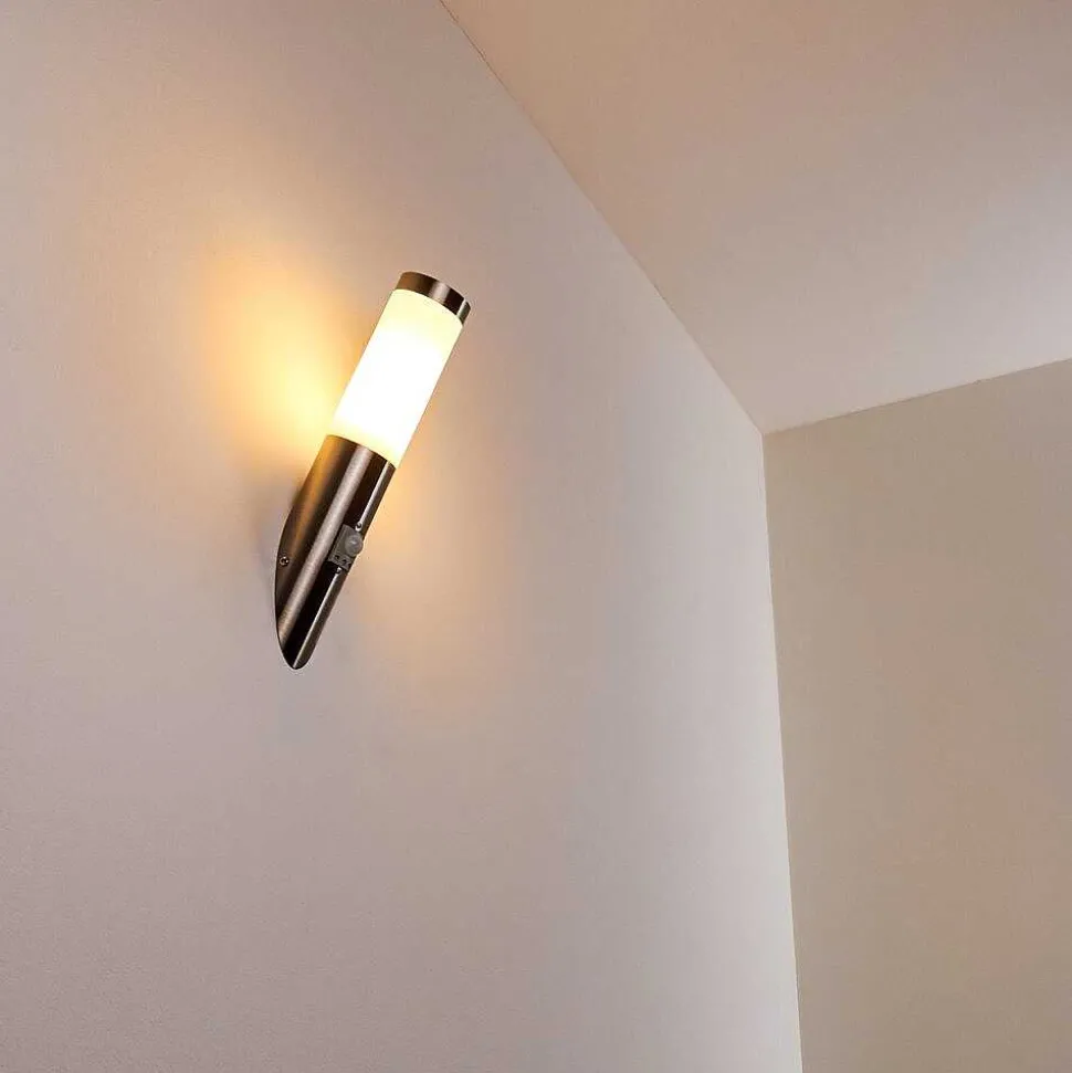 Applique Murale D'Exterieur Norburg Acier Inoxydable, 1 Lumiere, Detecteur De Mouvement