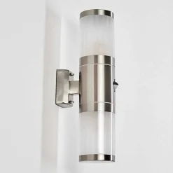 Applique Murale D'Exterieur Tolsona Acier Inoxydable, 2 Lumieres, Detecteur De Mouvement