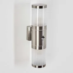 Applique Murale D'Exterieur Tolsona Acier Inoxydable, 2 Lumieres, Detecteur De Mouvement