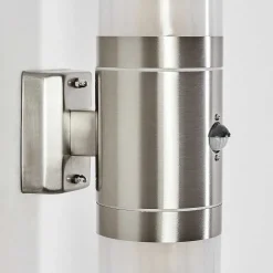Applique Murale D'Exterieur Tolsona Acier Inoxydable, 2 Lumieres, Detecteur De Mouvement