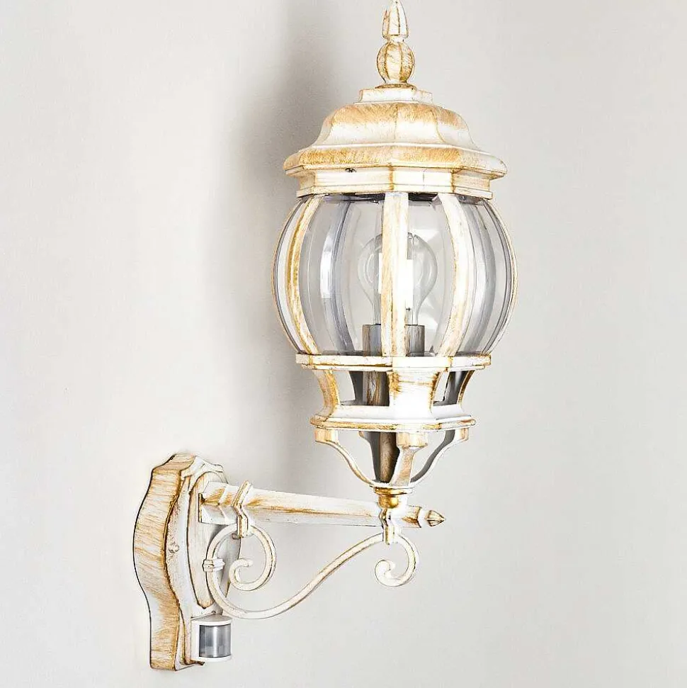 Applique Murale D'Exterieur Lentua Or, Blanc, 1 Lumiere, Detecteur De Mouvement