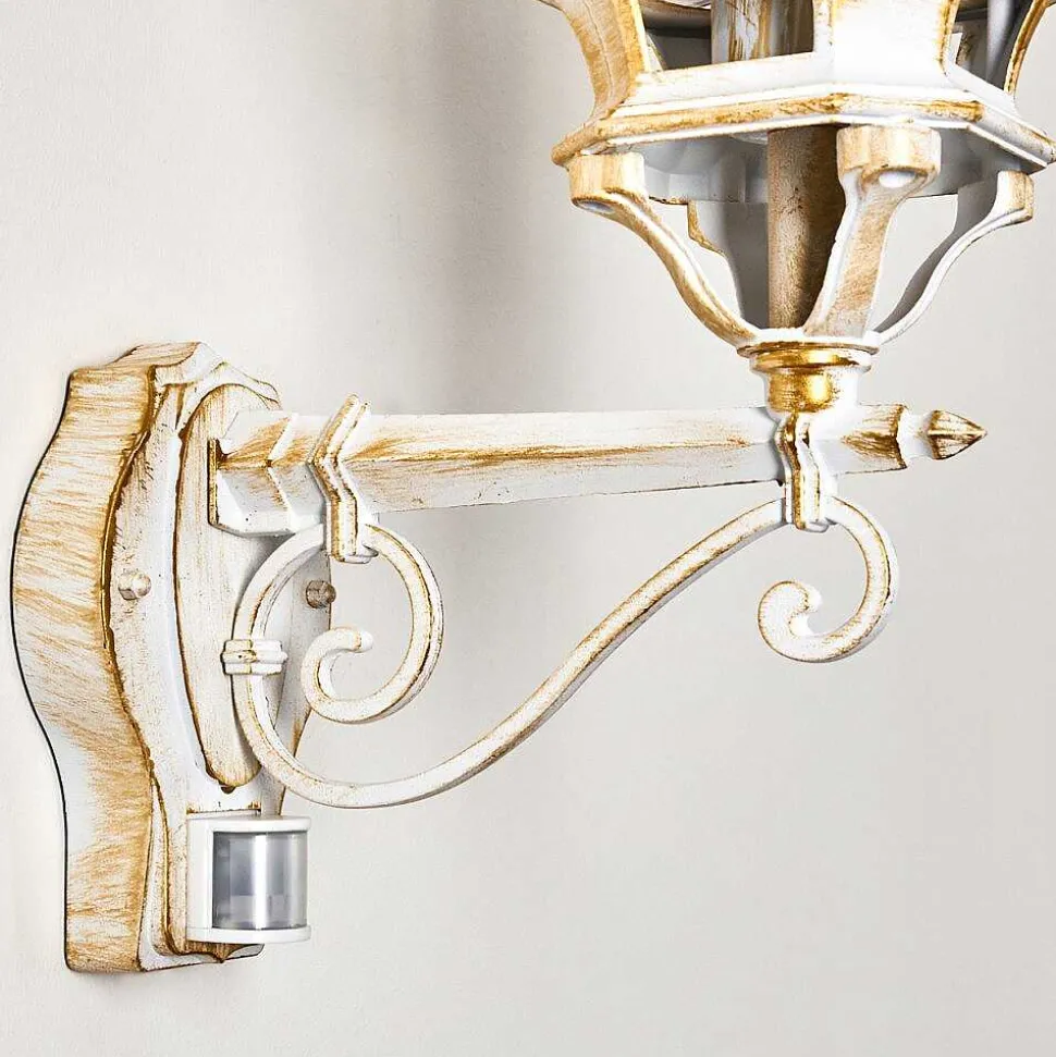 Applique Murale D'Exterieur Lentua Or, Blanc, 1 Lumiere, Detecteur De Mouvement