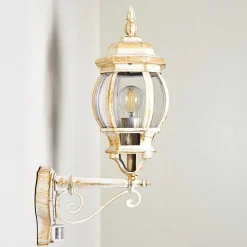 Applique Murale D'Exterieur Lentua Or, Blanc, 1 Lumiere, Detecteur De Mouvement