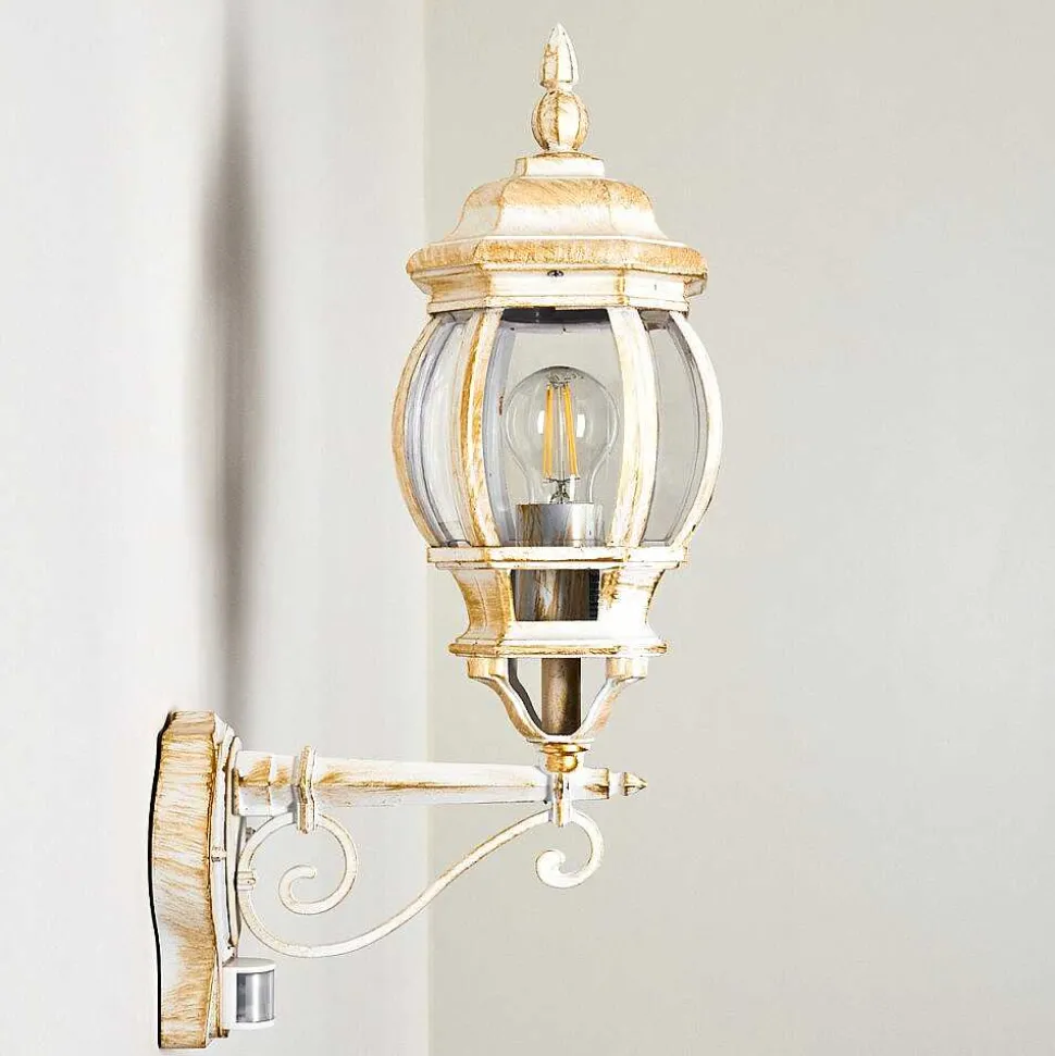 Applique Murale D'Exterieur Lentua Or, Blanc, 1 Lumiere, Detecteur De Mouvement