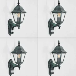 Applique Murale D'Exterieur Naofe Vert, Noir, 1 Lumiere, Detecteur De Mouvement