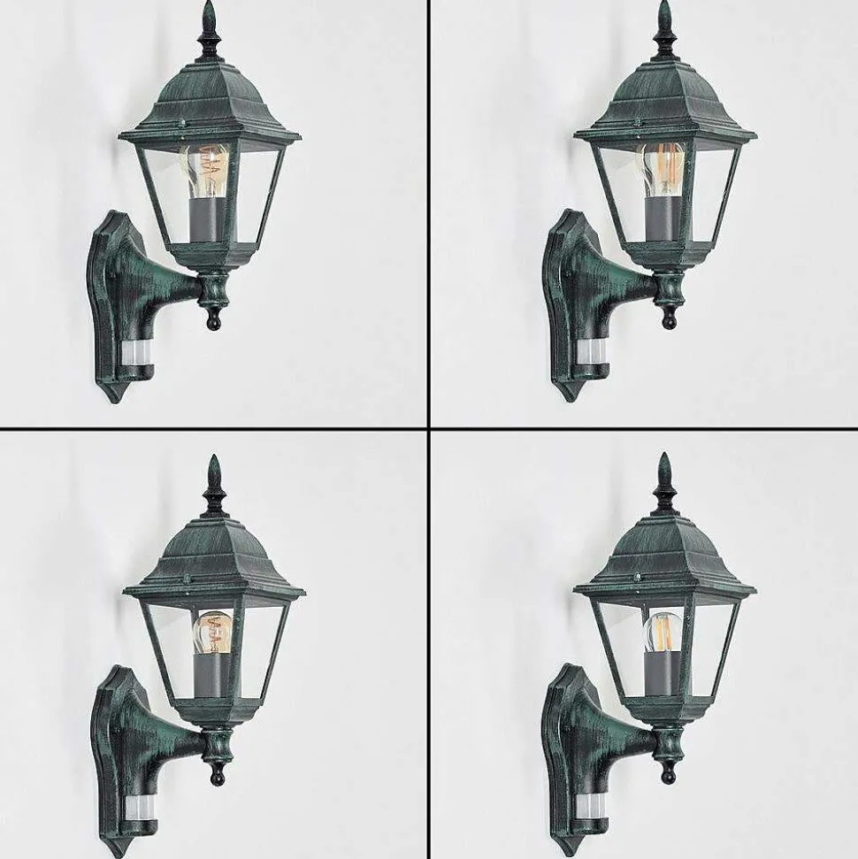 Applique Murale D'Exterieur Naofe Vert, Noir, 1 Lumiere, Detecteur De Mouvement