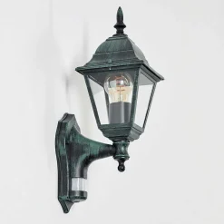 Applique Murale D'Exterieur Naofe Vert, Noir, 1 Lumiere, Detecteur De Mouvement