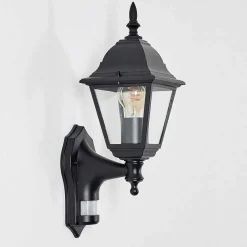 Applique Murale D'Exterieur Naofe Noir, 1 Lumiere, Detecteur De Mouvement