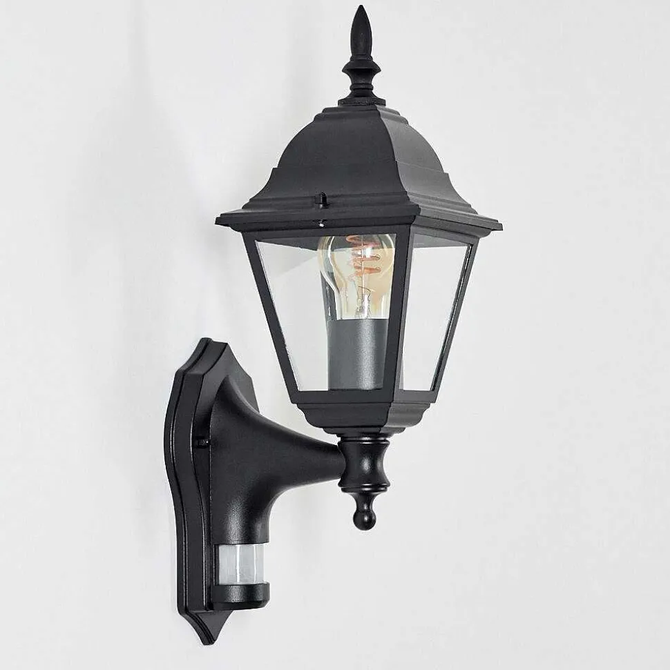 Applique Murale D'Exterieur Naofe Noir, 1 Lumiere, Detecteur De Mouvement