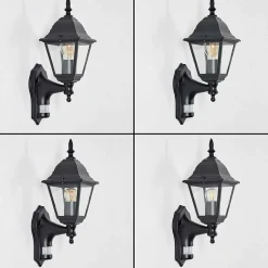 Applique Murale D'Exterieur Naofe Noir, 1 Lumiere, Detecteur De Mouvement