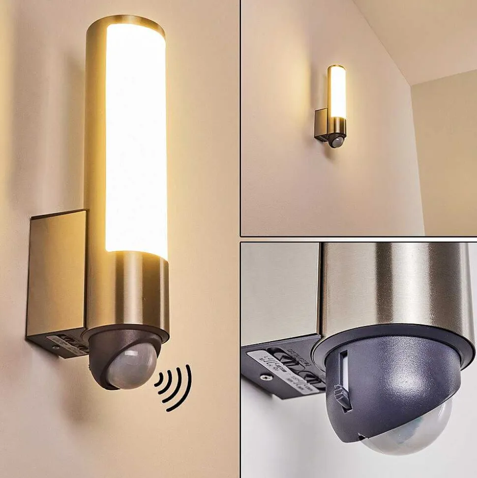 Applique Murale D'Exterieur Vason Led Acier Inoxydable, 1 Lumiere, Detecteur De Mouvement