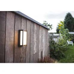 Applique Murale D'Exterieur Lutec Qubo Led Anthracite, 1 Lumiere, Changeur De Couleurs