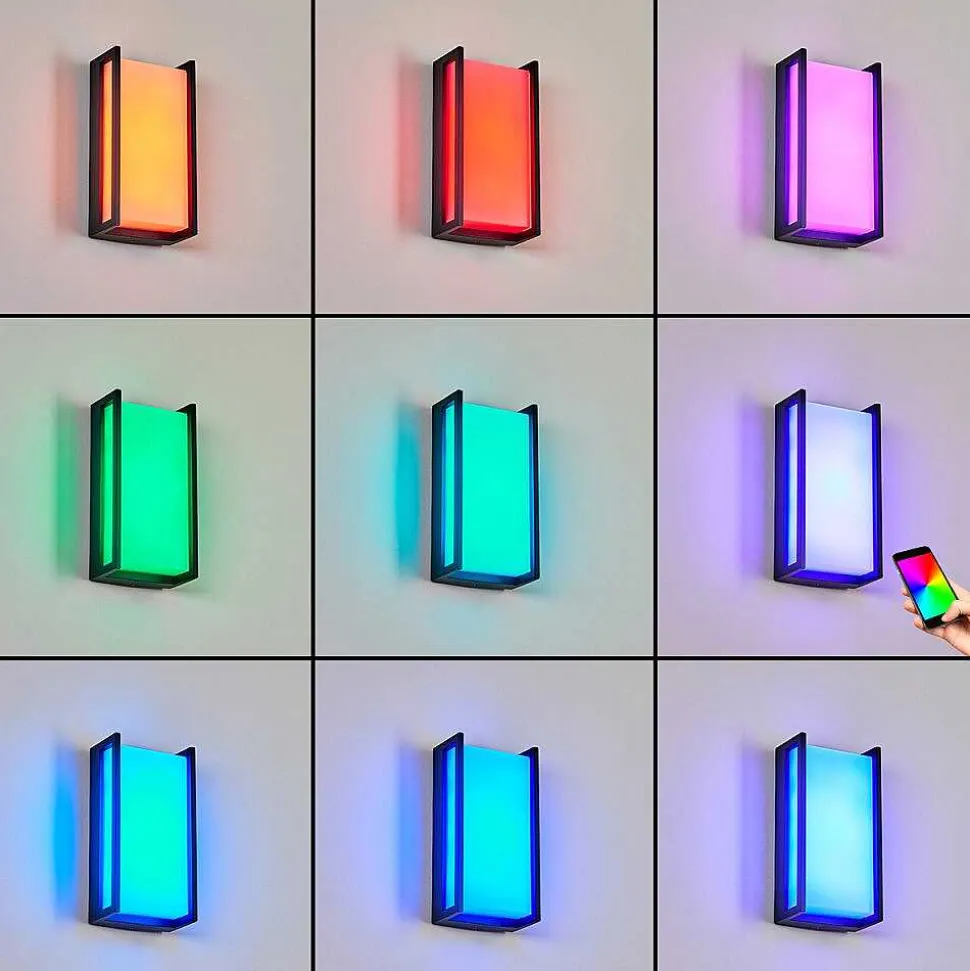 Applique Murale D'Exterieur Skove Led Anthracite, 1 Lumiere, Changeur De Couleurs