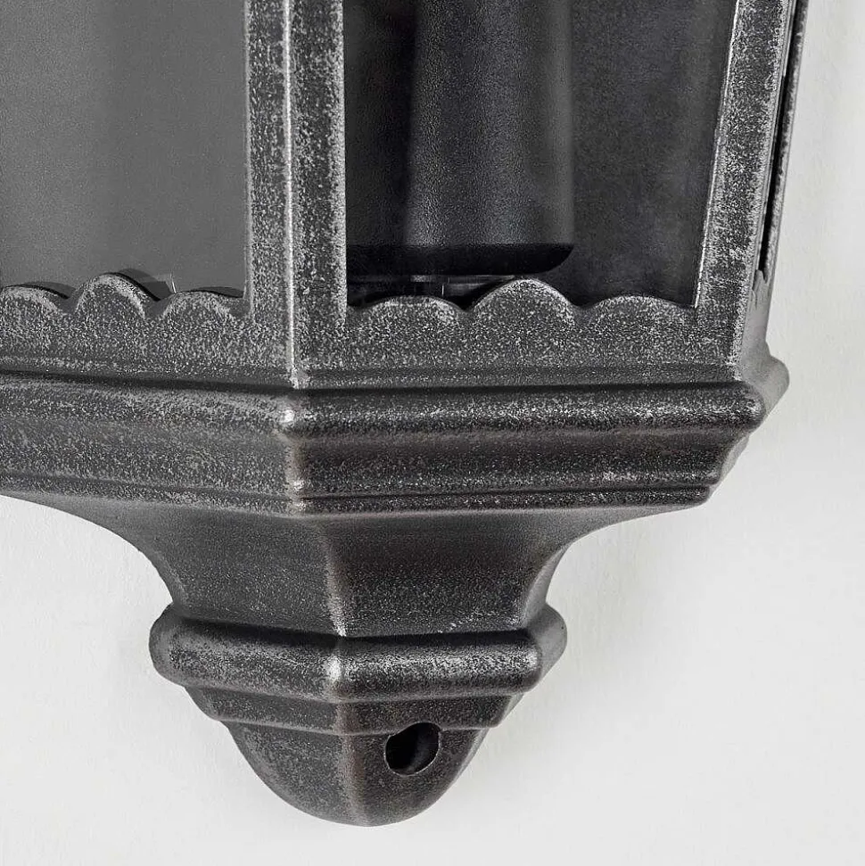 Applique Murale D'Exterieur Hongkong Noir, Argente, 1 Lumiere