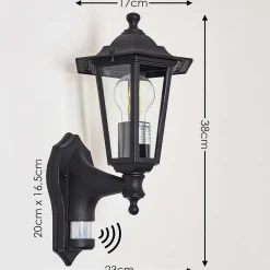 Applique Murale D'Exterieur Loria Noir, 1 Lumiere