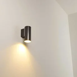 Applique Murale D'Exterieur Brachy Led Noir, 2 Lumieres