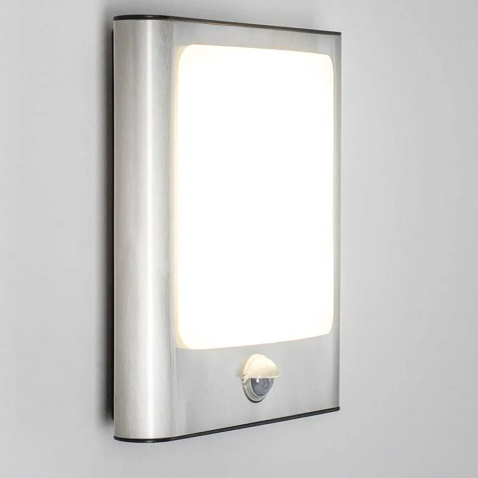 Applique Murale D'Exterieur Kimola Led Nickel Mat, 1 Lumiere, Detecteur De Mouvement