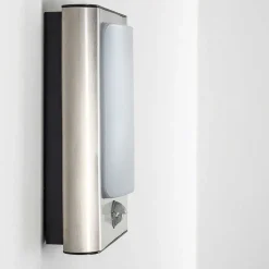 Applique Murale D'Exterieur Kimola Led Nickel Mat, 1 Lumiere, Detecteur De Mouvement