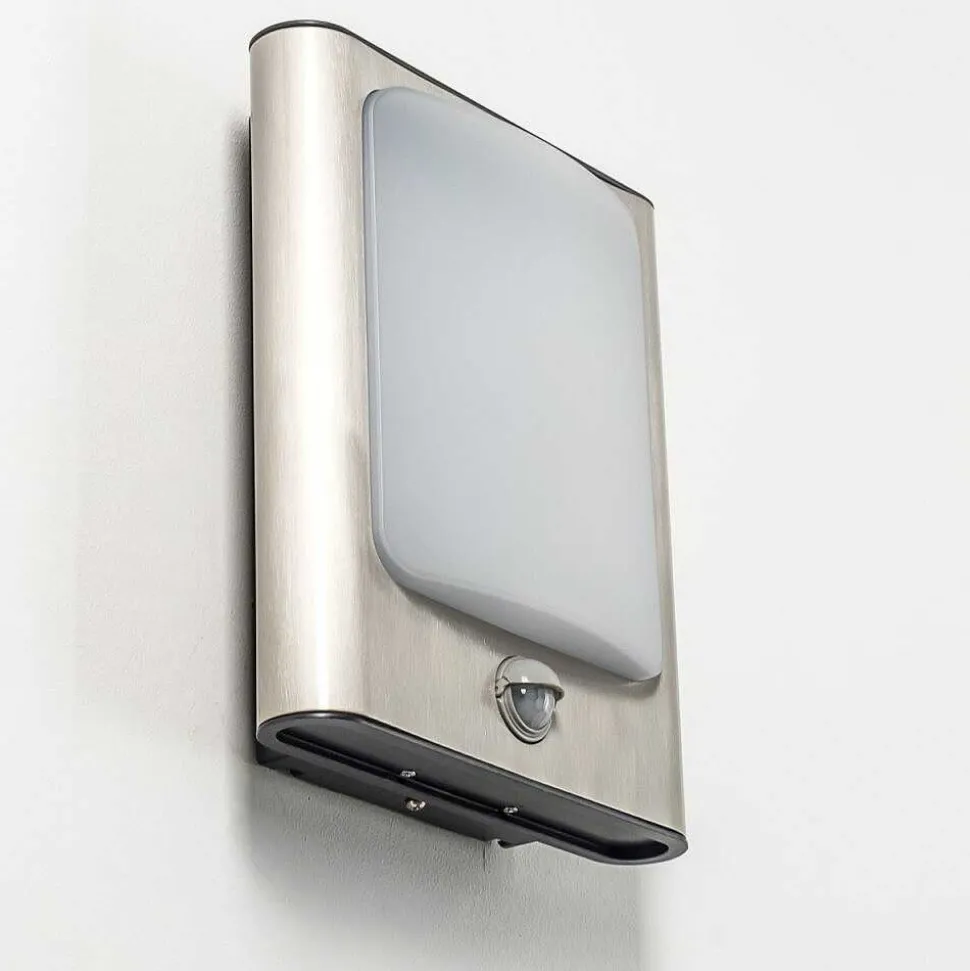 Applique Murale D'Exterieur Kimola Led Nickel Mat, 1 Lumiere, Detecteur De Mouvement