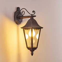 Applique Murale D'Exterieur Lignac Noir, Argente, 1 Lumiere