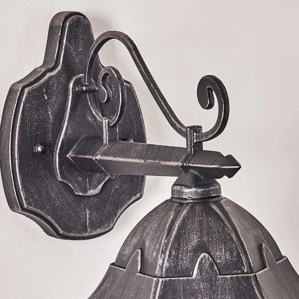 Applique Murale D'Exterieur Lignac Noir, Argente, 1 Lumiere