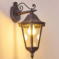 Applique Murale D'Exterieur Lignac Noir, Argente, 1 Lumiere