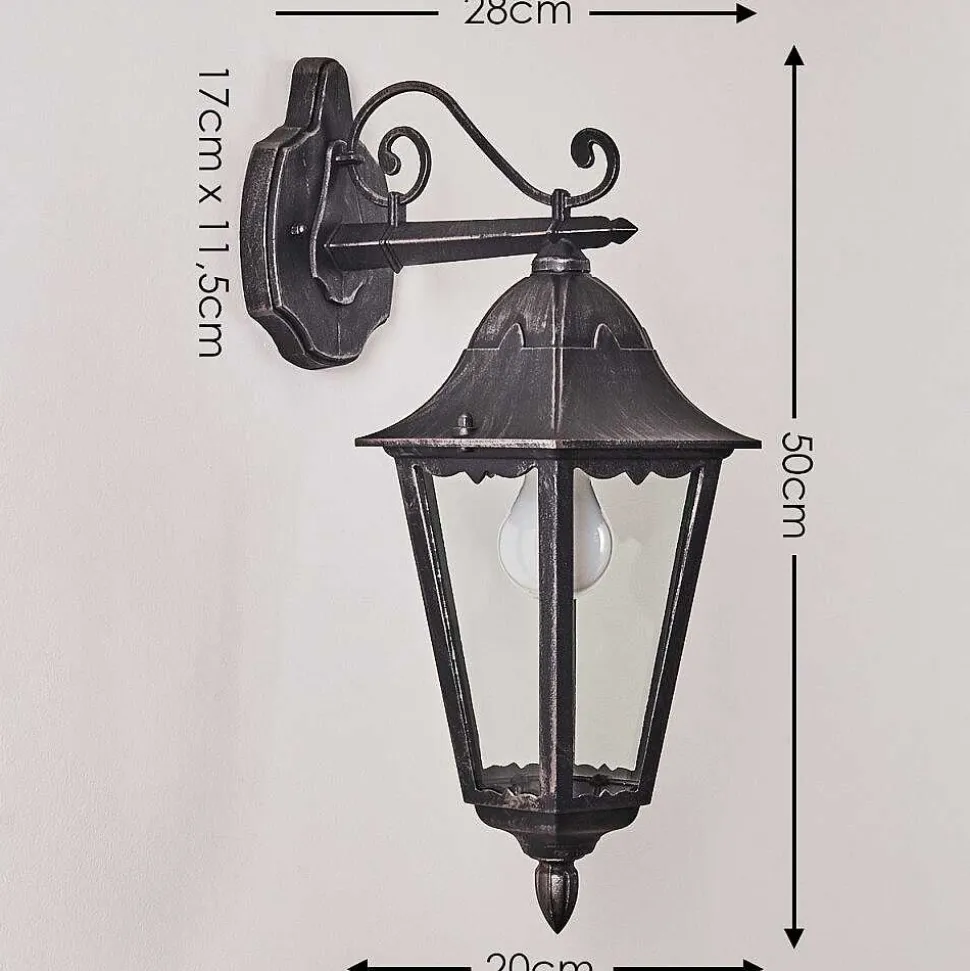 Applique Murale D'Exterieur Lignac Noir, Argente, 1 Lumiere