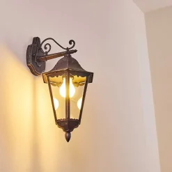 Applique Murale D'Exterieur Lignac Noir, Argente, 1 Lumiere