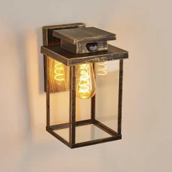 Applique Murale D'Exterieur Tieva Brun, Or, 1 Lumiere, Detecteur De Mouvement