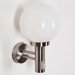 Applique Murale D'Exterieur Napaskiak Nickel Mat, 1 Lumiere, Detecteur De Mouvement