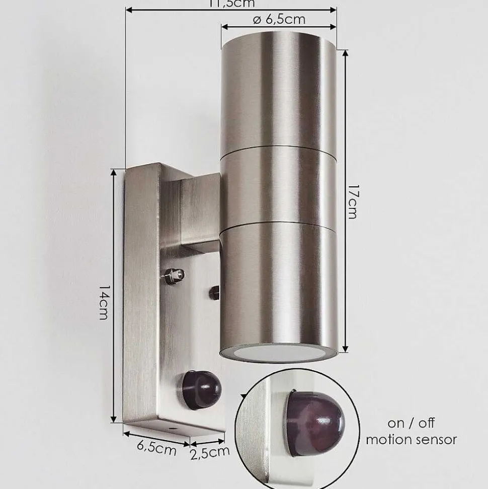 Applique Murale D'Exterieur Bessiebelle Acier Inoxydable, 2 Lumieres, Detecteur De Mouvement