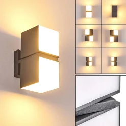 Applique Murale D'Exterieur Swanek Led Anthracite, 2 Lumieres